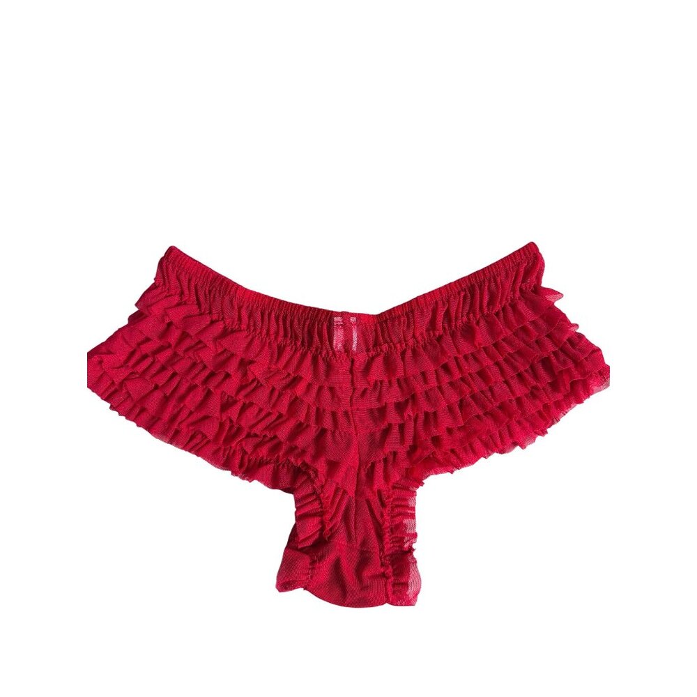 Seduction By Fredericks Of Hollywood Red Ruffle Boyshort Panties Size S Nylon & - Picture 3 of 10